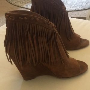 Fringe suede ankle boots